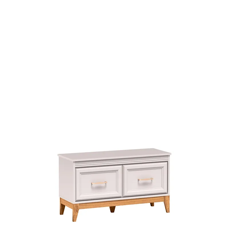 Zeylor Skoskåp 92 cm, beige med naturek och guld-kopparfärgade detaljer