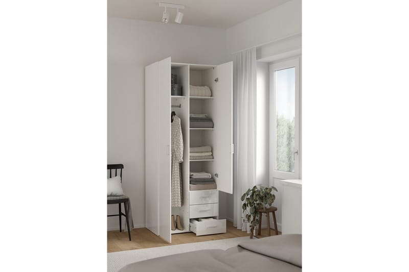 Space Garderob 78x200 cm - Vit - Förvaring - Sko- & klädförvaring - Garderober & garderobssystem