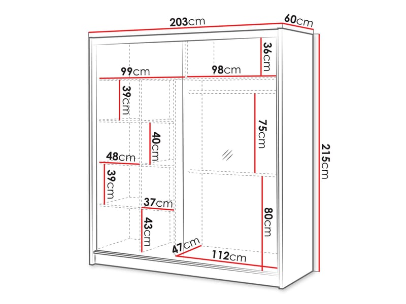 Swanley Garderob med Spegel 203x215 cm - Brun/Vit - Förvaring - Sko- & klädförvaring - Garderober & garderobssystem