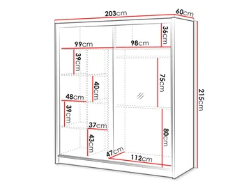 Swanley Garderob med Spegel 203x215 cm - Brun/Vit - Förvaring - Sko- & klädförvaring - Garderober & garderobssystem