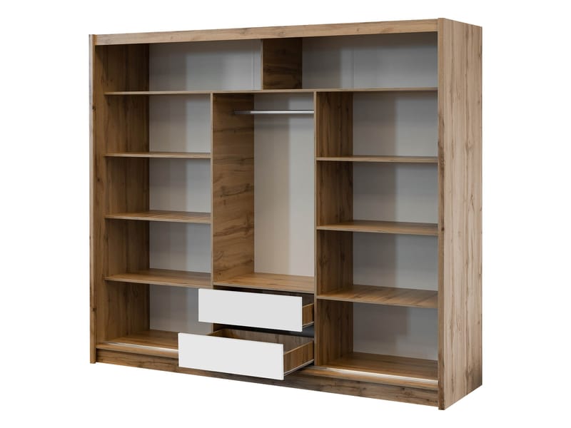 Swanley Garderob med Spegel 250x215 cm - Brun/Vit - Förvaring - Sko- & klädförvaring - Garderober & garderobssystem