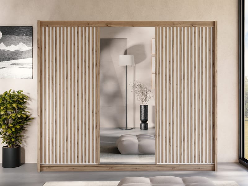 Swanley Garderob med Spegel 250x215 cm - Brun/Vit - Förvaring - Sko- & klädförvaring - Garderober & garderobssystem