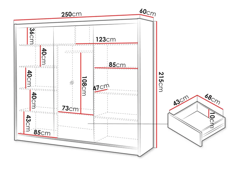 Swanley Garderob med Spegel 250x215 cm - Brun/Vit - Förvaring - Sko- & klädförvaring - Garderober & garderobssystem