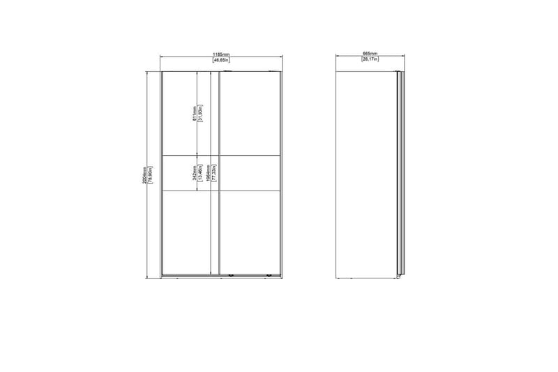 Takeru Garderob 119x200 cm - Svart - Förvaring - Sko- & klädförvaring - Garderober & garderobssystem