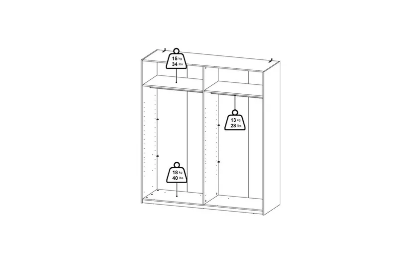 Takeru Garderob 179x200 cm - Svart - Förvaring - Sko- & klädförvaring - Garderober & garderobssystem