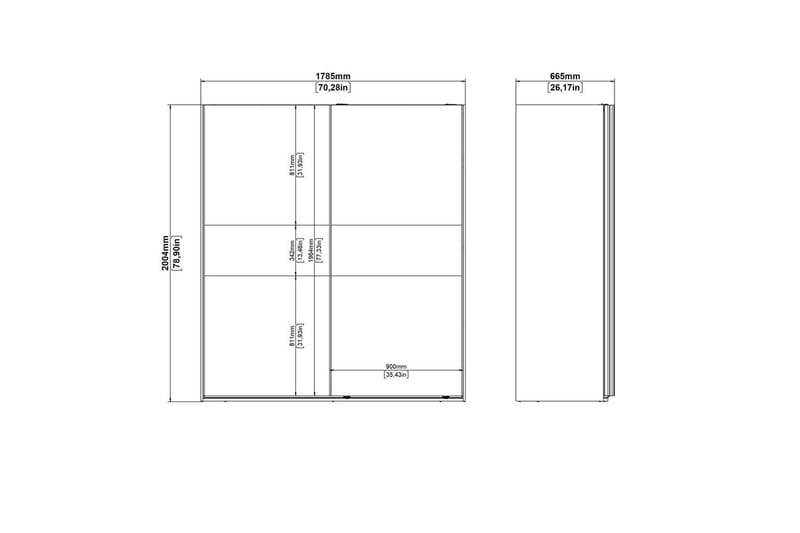 Takeru Garderob 179x200 cm - Svart - Förvaring - Sko- & klädförvaring - Garderober & garderobssystem