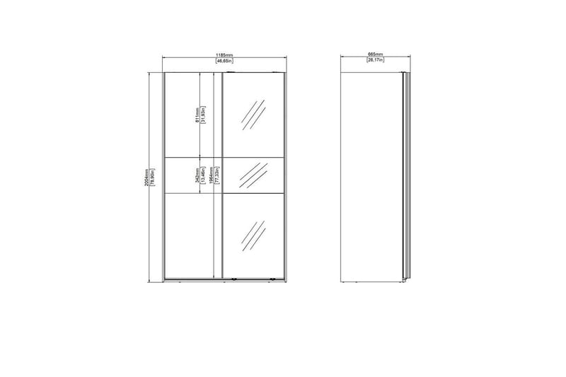 Takeru Garderob med Spegel 119x200 cm - Svart - Förvaring - Sko- & klädförvaring - Garderober & garderobssystem