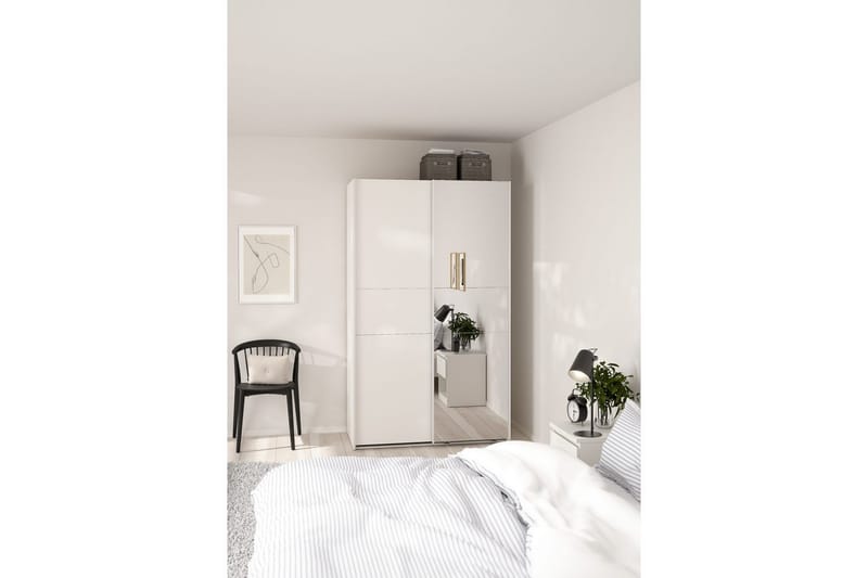 Takeru Garderob med Spegel 119x200 cm - Vit - Förvaring - Sko- & klädförvaring - Garderober & garderobssystem