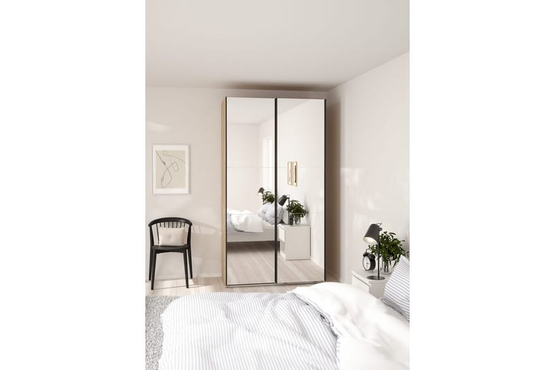 Takeru Garderob med Spegel 119x220 cm - Natur - Förvaring - Sko- & klädförvaring - Garderober & garderobssystem