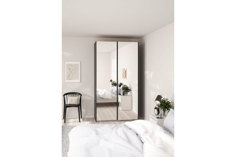 Takeru Garderob med Spegel 119x220 cm - Svart - Förvaring - Sko- & klädförvaring - Garderober & garderobssystem