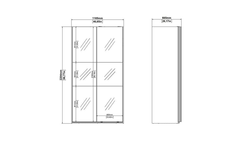 Takeru Garderob med Spegel 119x220 cm - Svart - Förvaring - Sko- & klädförvaring - Garderober & garderobssystem