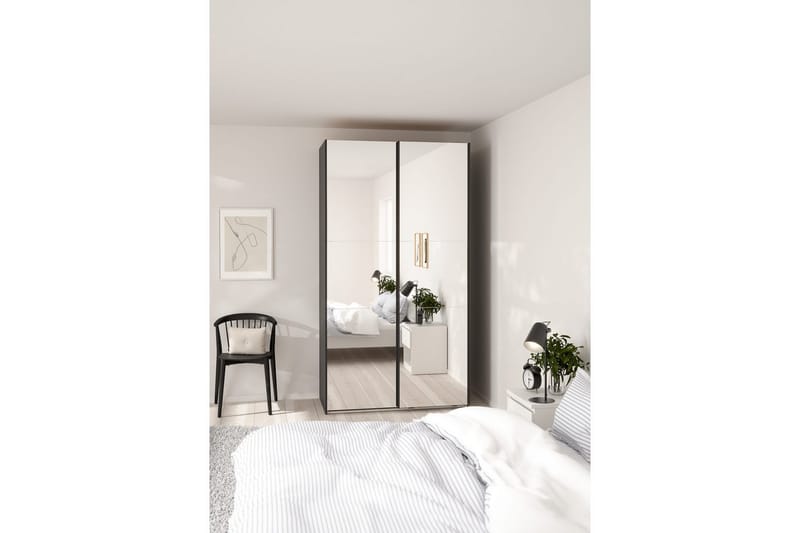 Takeru Garderob med Spegel 119x220 cm - Svart - Förvaring - Sko- & klädförvaring - Garderober & garderobssystem