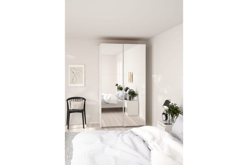 Takeru Garderob med Spegel 119x220 cm - Vit - Förvaring - Sko- & klädförvaring - Garderober & garderobssystem