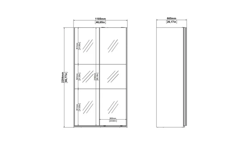 Takeru Garderob med Spegel 119x220 cm - Vit - Förvaring - Sko- & klädförvaring - Garderober & garderobssystem