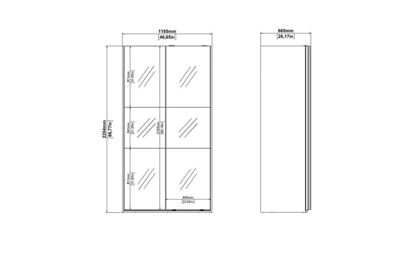 Takeru Garderob med Spegel 119x220 cm - Vit - Förvaring - Sko- & klädförvaring - Garderober & garderobssystem