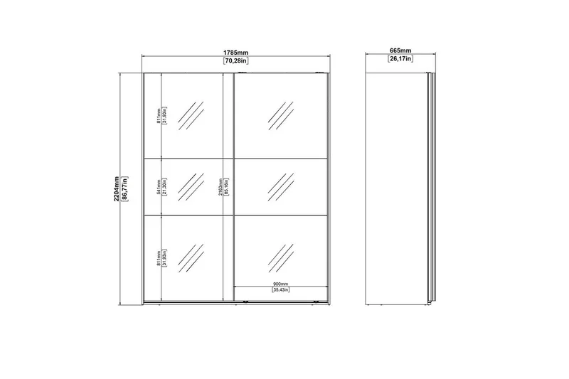 Takeru Garderob med Spegel 179x220 cm - Svart - Förvaring - Sko- & klädförvaring - Garderober & garderobssystem