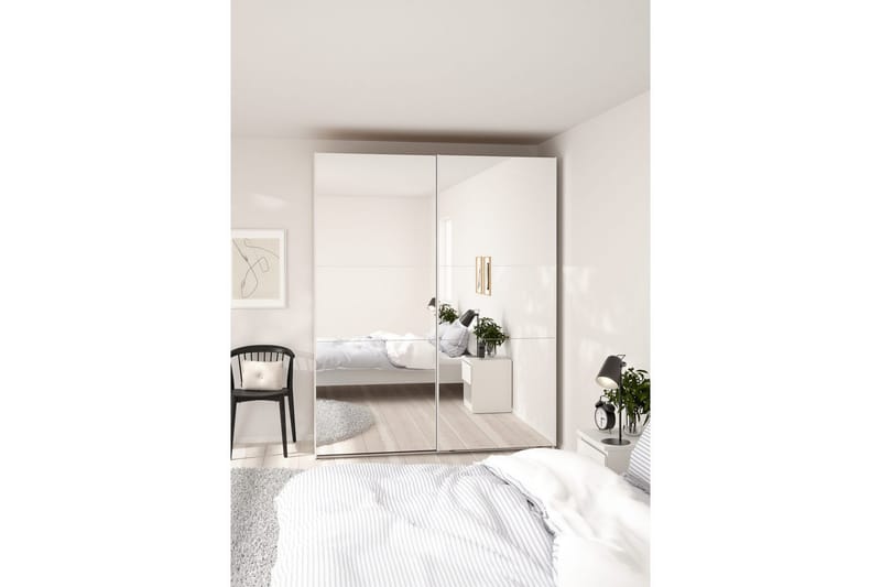 Takeru Garderob med Spegel 179x220 cm - Vit - Förvaring - Sko- & klädförvaring - Garderober & garderobssystem