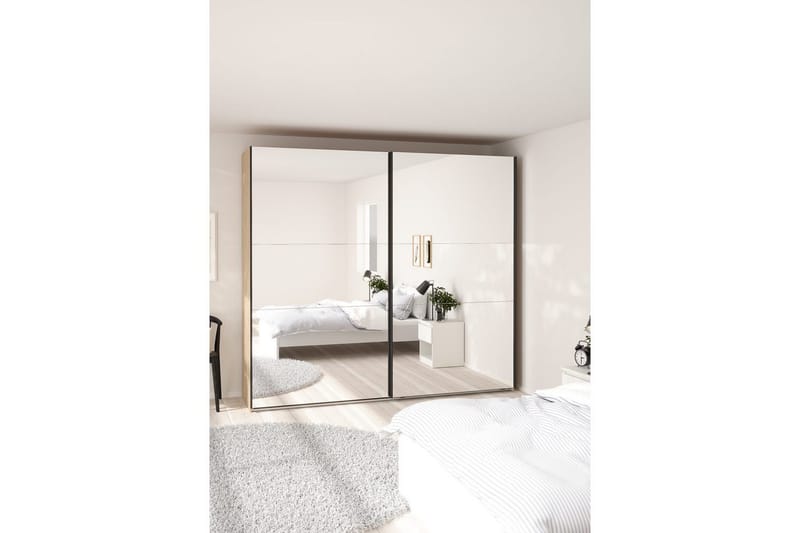 Takeru Garderob med Spegel 244x220 cm - Natur - Förvaring - Sko- & klädförvaring - Garderober & garderobssystem