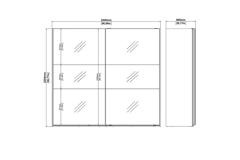 Takeru Garderob med Spegel 244x220 cm - Natur - Förvaring - Sko- & klädförvaring - Garderober & garderobssystem
