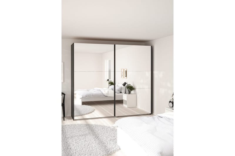 Takeru Garderob med Spegel 244x220 cm - Svart - Förvaring - Sko- & klädförvaring - Garderober & garderobssystem