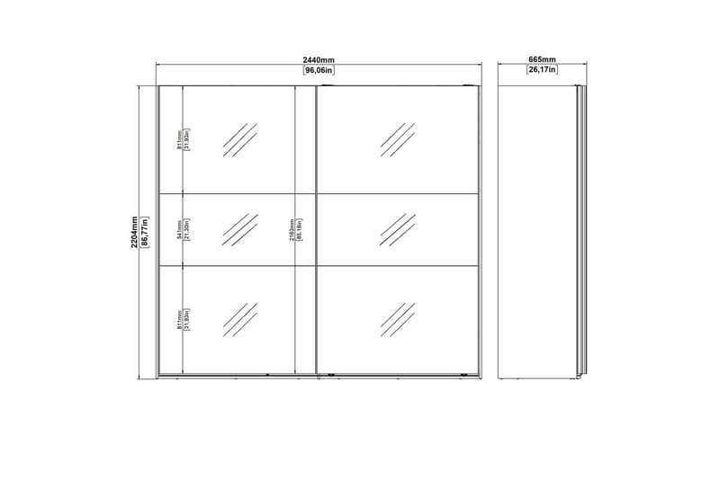 Takeru Garderob med Spegel 244x220 cm - Svart - Förvaring - Sko- & klädförvaring - Garderober & garderobssystem