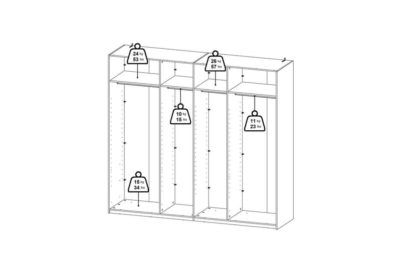 Takeru Garderob med Spegel 244x220 cm - Svart - Förvaring - Sko- & klädförvaring - Garderober & garderobssystem