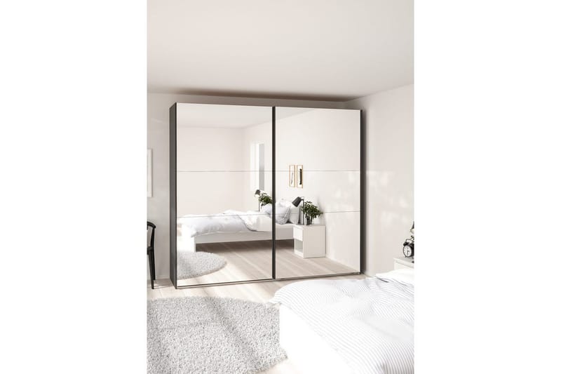 Takeru Garderob med Spegel 244x220 cm - Svart - Förvaring - Sko- & klädförvaring - Garderober & garderobssystem