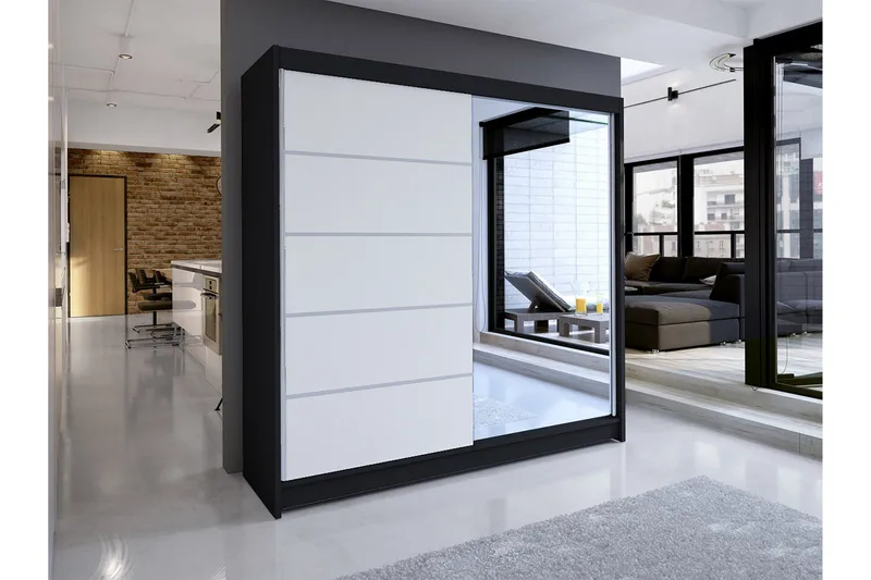 Talin Garderob 58x180 cm LED-belysning - Svart/Vit - Förvaring - Sko- & klädförvaring - Garderober & garderobssystem
