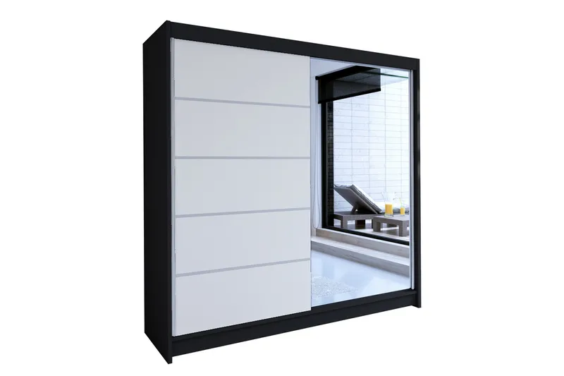 Talin Garderob 58x180 cm LED-belysning, Svart/Vit