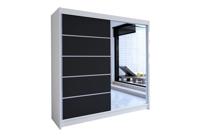 Talin Garderob 58x180 cm LED-belysning - Vit/Svart - Förvaring - Sko- & klädförvaring - Garderober & garderobssystem