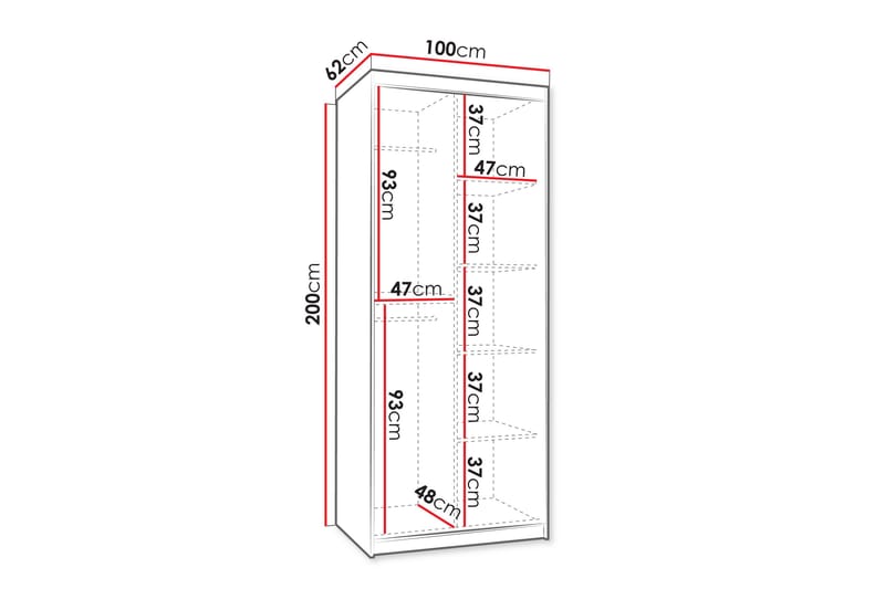 Tallmo Garderob m. Spegel 100x200 cm - Förvaring - Sko- & klädförvaring - Garderober & garderobssystem