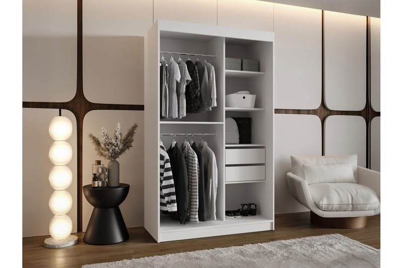 Tallmo Garderob m. Spegel 120x200 cm - Beige - Förvaring - Sko- & klädförvaring - Garderober & garderobssystem