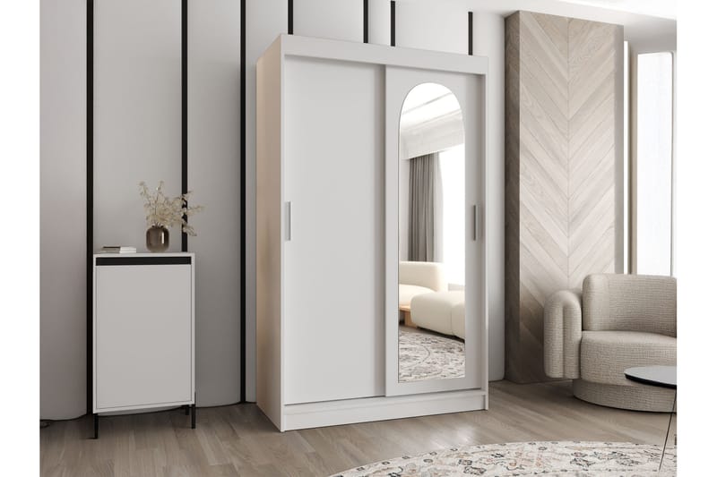 Tallmo Garderob m. Spegel 120x200 cm - Beige - Förvaring - Sko- & klädförvaring - Garderober & garderobssystem