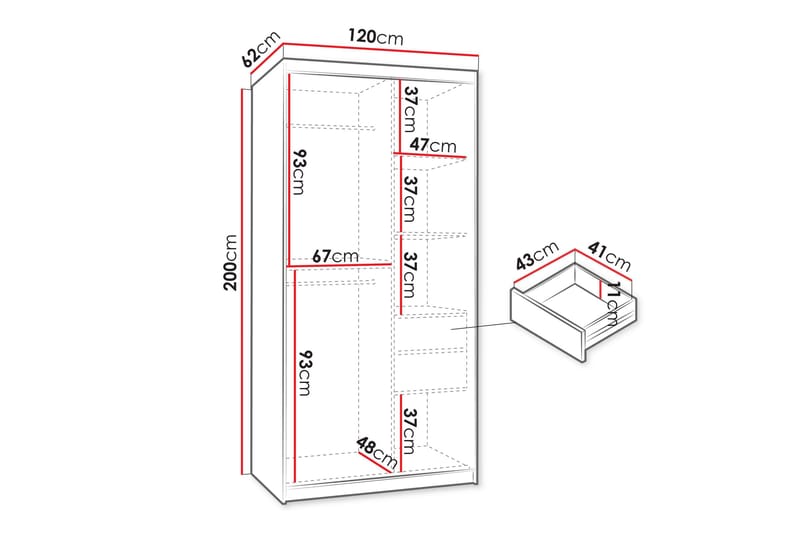 Tallmo Garderob m. Spegel 120x200 cm - Förvaring - Sko- & klädförvaring - Garderober & garderobssystem