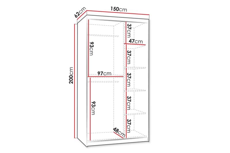 Tallmo Garderob m. Spegel 150x200 cm - Vit - Förvaring - Sko- & klädförvaring - Garderober & garderobssystem