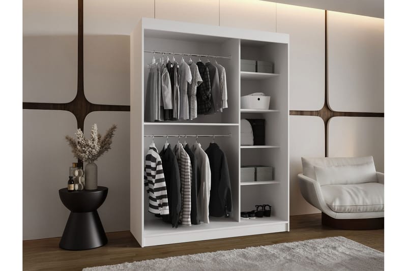 Tallmo Garderob m. Spegel 150x200 cm - Vit - Förvaring - Sko- & klädförvaring - Garderober & garderobssystem