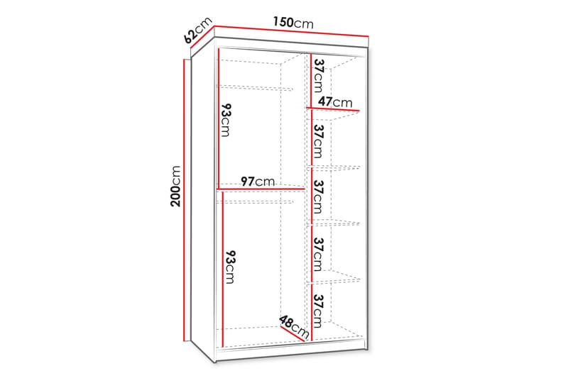Tallmo Garderob m. Spegel 150x200 cm - Förvaring - Sko- & klädförvaring - Garderober & garderobssystem
