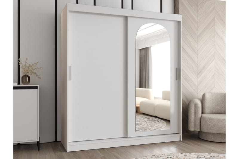 Tallmo Garderob m. Spegel 180x200 cm - Grön - Förvaring - Sko- & klädförvaring - Garderober & garderobssystem