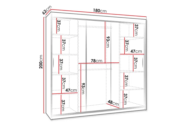 Tallmo Garderob m. Spegel 180x200 cm - Förvaring - Sko- & klädförvaring - Garderober & garderobssystem