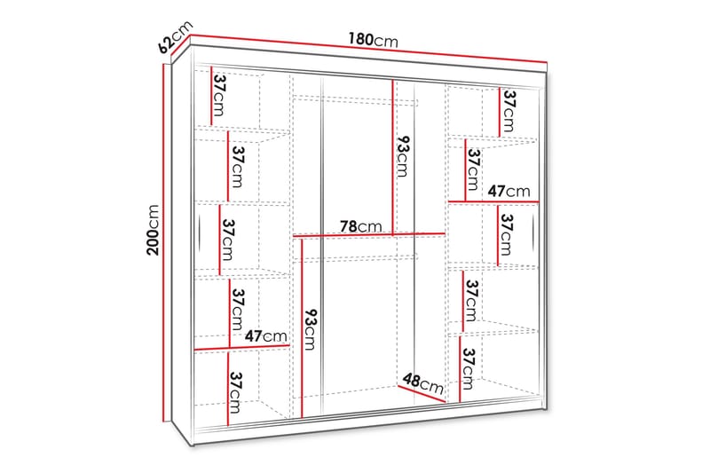 Tallmo Garderob m. Spegel 180x200 cm - Förvaring - Sko- & klädförvaring - Garderober & garderobssystem