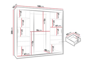 Tallmo Garderob m. Spegel 180x200 cm - Förvaring - Sko- & klädförvaring - Garderober & garderobssystem