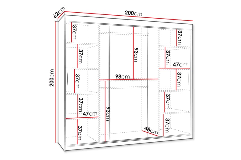 Tallmo Garderob m. Spegel 200x200 cm - Förvaring - Sko- & klädförvaring - Garderober & garderobssystem
