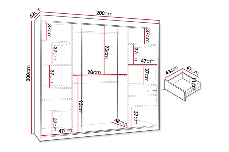 Tallmo Garderob m. Spegel 200x200 cm - Förvaring - Sko- & klädförvaring - Garderober & garderobssystem