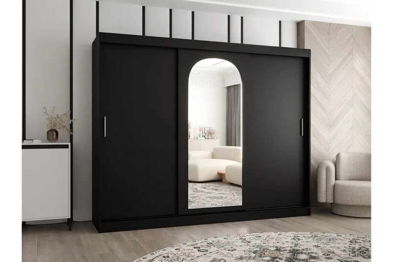 Tallmo Garderob m. Spegel 250x200 cm - Vit/Grå - Förvaring - Sko- & klädförvaring - Garderober & garderobssystem