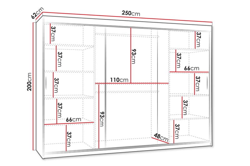 Tallmo Garderob m. Spegel 250x200 cm - Förvaring - Sko- & klädförvaring - Garderober & garderobssystem