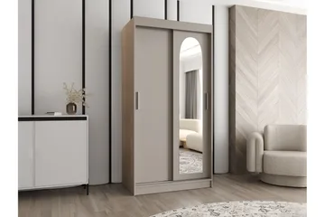Tallmo Garderob med Spegel 100x200 cm i Trä - Beige - Förvaring - Sko- & klädförvaring - Garderober & garderobssystem