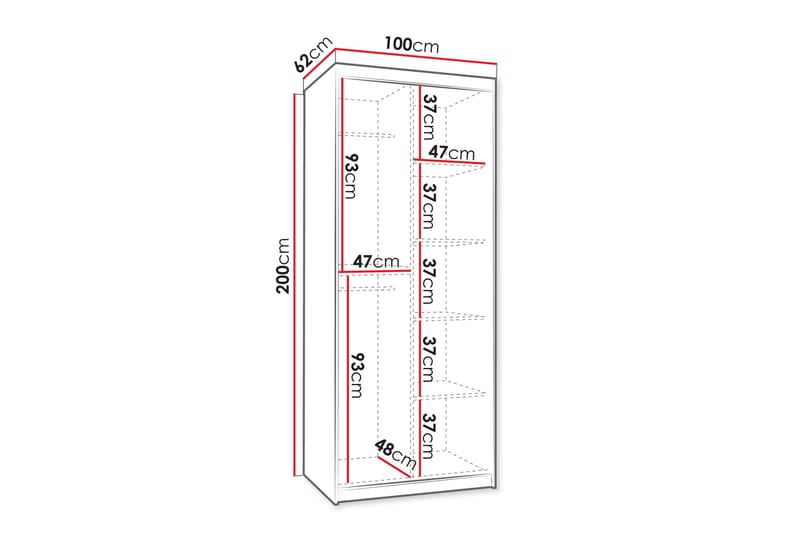 Tallmo Garderob med Spegel 100x200 cm i Trä - Beige - Förvaring - Sko- & klädförvaring - Garderober & garderobssystem