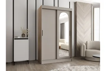 Tallmo Garderob med Spegel 120x200 cm i Målat Trä - Greige - Förvaring - Sko- & klädförvaring - Garderober & garderobssystem