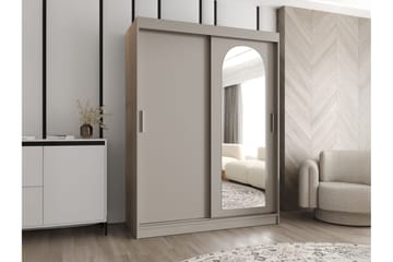 Tallmo Garderob med Spegel 150x200 cm i Målat Trä - Beige - Förvaring - Sko- & klädförvaring - Garderober & garderobssystem
