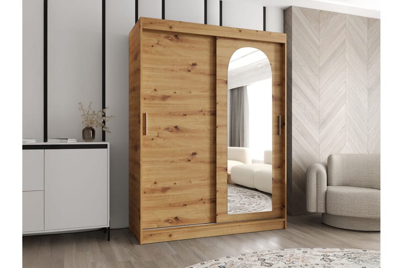 Tallmo Garderob med Spegel 150x200 cm i Trä - Brun - Förvaring - Sko- & klädförvaring - Garderober & garderobssystem